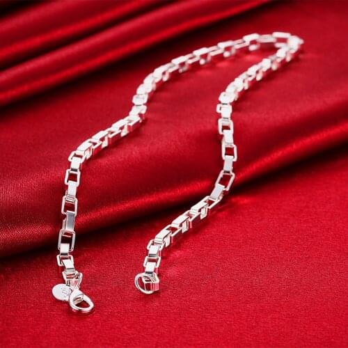 Hot fine 5MM box chain 925 Sterling Silver Necklace For Women man 18 inches party Wedding luxury Jewelry brands Holiday gifts