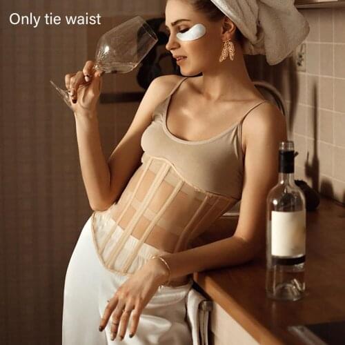 Waist Trainer Body Belt Sexy Mesh Fashion Women Corset Goth Party Cincher Girdles With Straps Streetwear See Through Solid Slim