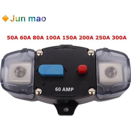 12-48V Circuit Breaker 50-300A Circuit Breaker Stereo Audio Car Fuse Holder AGU Style Stereo Amplifier Refit 4GA Cable Car Fuse