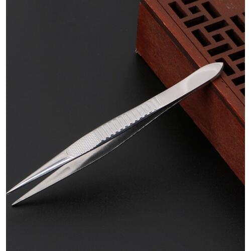 Professional Straight Fine Point Tweezers For Eyelash Extension Stainless Steel