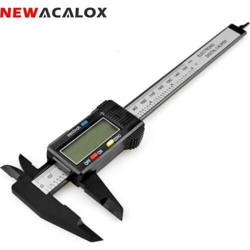 NEWACALOX 6in/0.01in Vernier Caliper 150mm/0.1mm Carton Fiber Composites Calipers Gauge Micrometer with Extra-Large LCD Screen