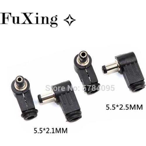 5Pcs DC Plug 90 Degree Elbow 5.5*2.1mm DC Power Plug Wiring Assembly 5.5*2.5mm Welding Wire Type 5.5x2.1 5.5x2.5mm DC Male Hot