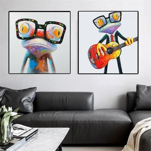 Modern Colorful Animals Canvas Painting Cartoon Frog Prints and Posters Wall Art Picture for Living Room Home Decoration Cuadros