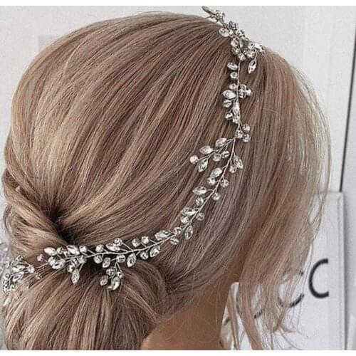 Whitney Rhinstone Wedding Accessories Jewelry Silver Handmade Women Hair Ornaments Headpieces Bridal Headband diademas novias