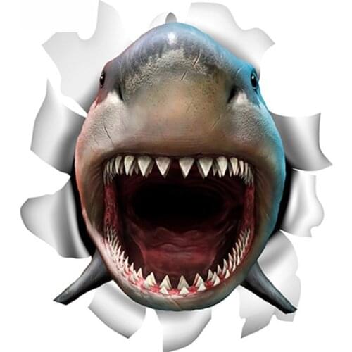 SZWL Personality Shark Vinyl Sticker 3D Shark Torn Metal Decal Fish Car Stickers Waterproof Automobile Accessories,13cm*11cm