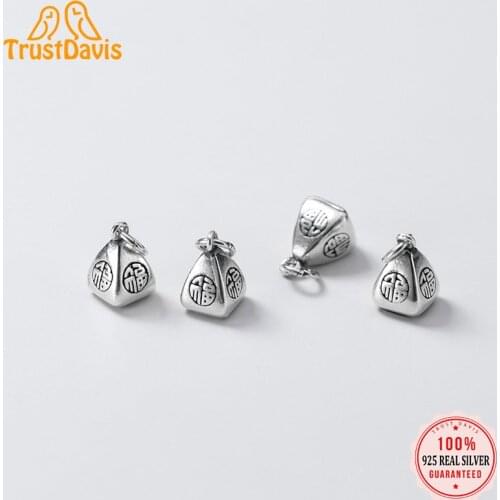 TrustDavis Real 925 Sterling Silver Fashion Sweet Chinese Zongzi Charm Pendant Handmade DIY Accessories Jewelry Wholesale DZ450