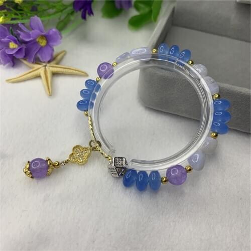 Bohemia Handmade Natural Stone Beads Bracelet 5x8mm Jades Abacus Pendant Chain for Women Jewelry Gifts 7.5inch Y896