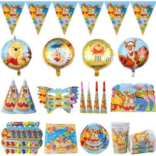 Winnie the Pooh Childrens Birthday Party Decorations Paper Plates Cups Napkins Disposable Tableware Baby Shower Party Supplies