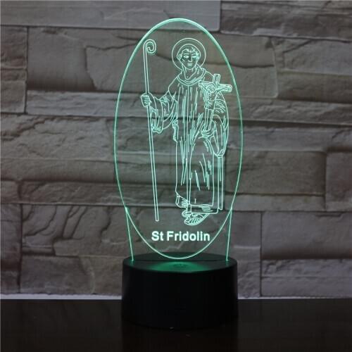 Vision Creative 7 Colors St Fridolin Modelling 3D Led Desk Lamp Gifts Usb Jesus Cross Bedside Night Light Lighting Decor 1851