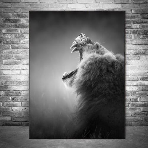 Howling Lion Canvas Art Prints Black And White Animals Posters And Prints Lion Canvas Paintings Home Wall Art Decor Cuadros