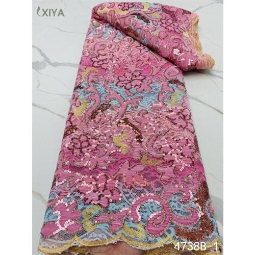 High Quality Velvet Lace Fabrics African Sequence Lace Fabric Newest Arrival Nigerian Sequin Lace Fabric for Wedding APW4166B