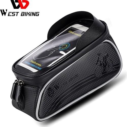 WEST BIKING Cycling Front Frame Top Tube Bag for Bike Waterproof Touch Screen Phone Case Bags MTB Road Bike Bicycle Accessories