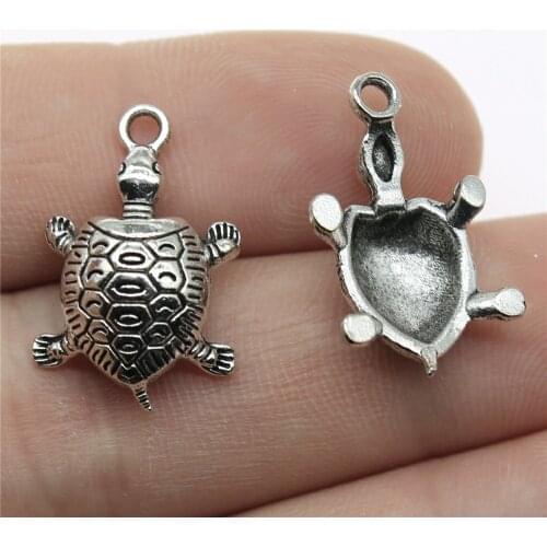WYSIWYG 10pcs 22x14mm Antique Silver Color Antique Bronze Pendants Turtle Vintage Pendants Turtle Charm Turtle
