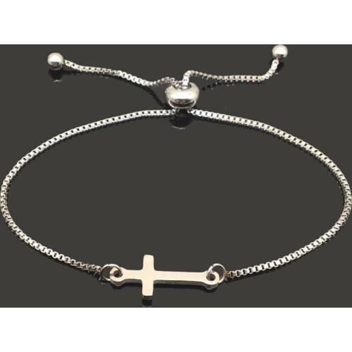 Cross Charm Stainless Steel Adjustable Chain Bracelet for Women Jewelry