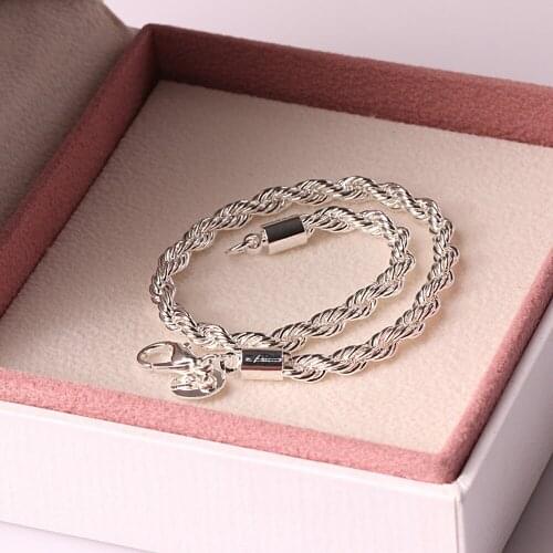 20 pcs Fashion 925 Silver Jewelry 4MM New Women Bracelet Fits Charm Bracelets for Women free delivery