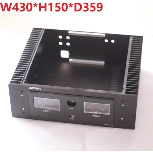 Gold And Black A60 Aluminum Alloy Power Amplifier Case With VU Meter Size W430*H150*D359