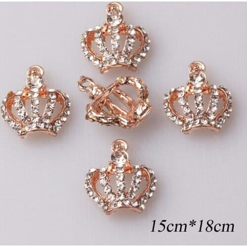 10Pcs/Lot alloy Rhinestones Crown Buttons Wedding Decoration Accessories Ribbon Hair Girl Supplies
