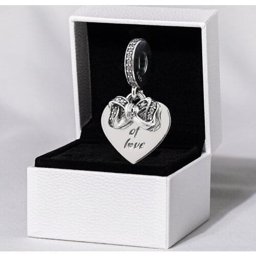 Bow Love Heart Dangle Charms 925 Sterling Silver Pendant Charm Beads Fit Bracelet Necklaces Christmas Gift DIY Jewelry