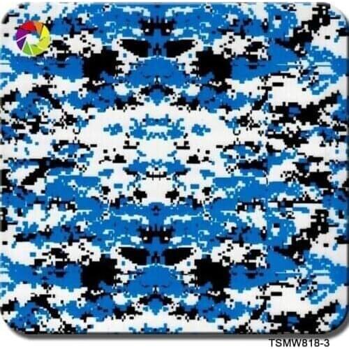 Free shipping 0.5m*2m/10m blue camo TSMW818-3 hydrographic dipping film water transfer printing film