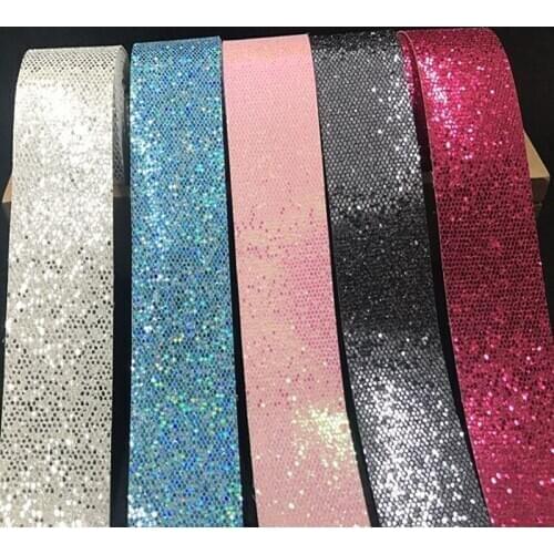 Paillette Glitter Leather Fabrics Strip DIY Cord Leather Color Ribbon Color Rope Band Jewelry Bracelet Necklace Belt Accessories