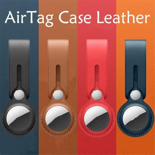 For AirTag Case Leather Loop Buckle Key Ring Protective Shell For Apple Airtags Anti-lost Tracker Cover Hangable Keychain Bag