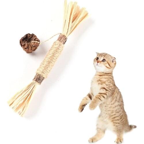 Legendog Cat Teething Stick Wooden Portable Cat Chew Stick Kitten Chew Toy With Ball Pet Cat Molar Toy Cat Interactive Toys