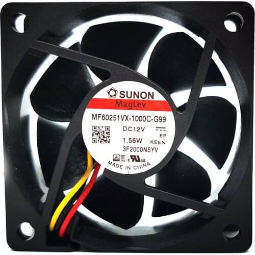 For Sunon MF60251VX-1000C-G99 6025 6CM COOLING FAN 60X60X25MM DC12V 1.56W 3Wires 3Pin