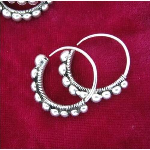 National wind retro earrings hand seedling silver earrings small row points>>>silver girls for women Free shipping