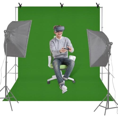 Andoer 9.8 * 6.6ft Bi-Color Green Photography Backdrop Background Screen Washable Polyester-Cotton with 3pcs Backdrop Clamps