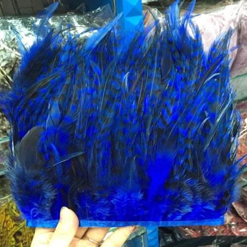 Hot 1 Yards Beautiful Blue rooster feathers 10-15 cm/4-6 inch DIY jewelry plume feather cloth belt dance decoration
