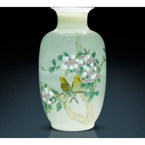 Jingdezhen Master Hand-painted Half Knife Clay Pastel Vase Chinese Living Room Decorations Gifts ceramic porcelain vase