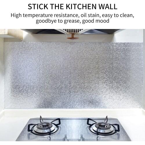Kitchen Oil-proof Self Adhesive Stickers Stove Anti-fouling High-temperature Aluminum Foil Wallpaper Cabinet Film Contact Paper