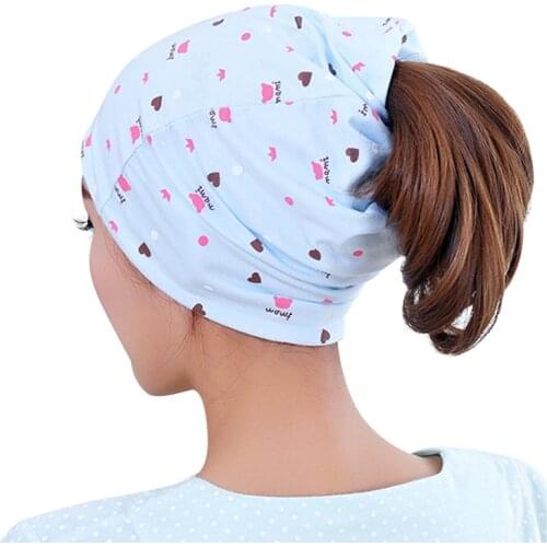 Summer fashion bamboo charcoal windproof breathable absorbent cotton cotton hair multi-function confined cap maternal cap
