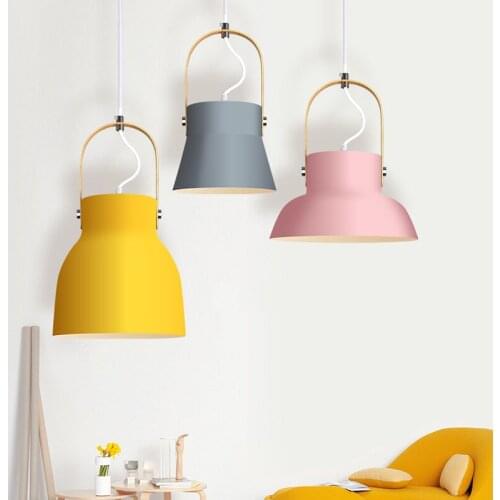 Fashion Macaron Metal Texture Pendant Lamp Home Loft Ceiling Decor Nordic Kitchen Hanging Lights Modern Bedroom Lighting Fixture