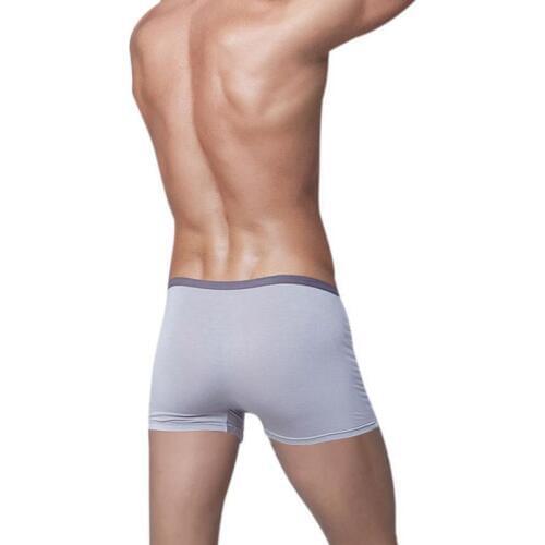 Mens Breathable Modal Boxer Shorts Soft Cotton Open Fly Underwear Shorts Solid Elastic Soft Wear Shorts Plus Size