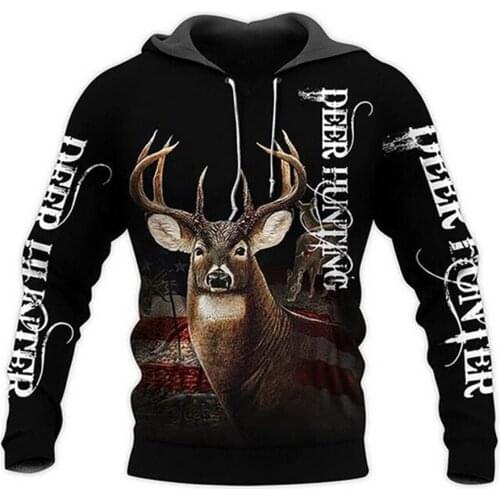 Hunting deer 3D Printed Mens Hoodies Harajuku Streetwear autumn Hooded Sweatshirt Unisex Casual Jacket Tracksuits TD005874