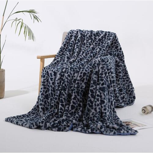 Elegant Leopard Blanket Soft Rabbit Fur Crystal Short Plush Double Warm Bedspread Throw Blankets Sofa Cover Home Decor 130*160cm