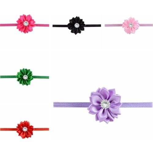 6pcs/lot 3.8 CM Solid Color Pointed Lotus Elastic Headband Fashion Handmade Polygonal Flower Hair Bands Baby Girls Accessories