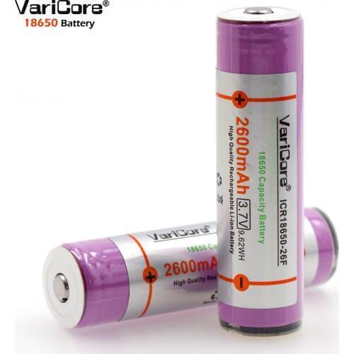 VariCore Original protected 18650 3.7 V 2600mAh rechargeable battery batteries ICR18650-26FM Industrial use