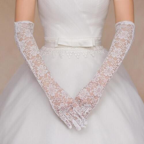2019 Beautiful Lace White Black Red Bridal Gloves Crystal Long Cheap Wedding Gloves Fast Shipping Bridal Glove