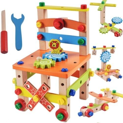 A Variety Of Tools: Luban Chair, Childrens Screw Assembly, Disassembly, Disassembly, Toy, Man To Man Puzzle Building Block