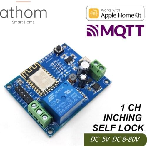 ATHOM Homekit WiFi Relay Module Inching Switch Self-locking Entry Access Gate Control DC 5V 12V 8V-80V