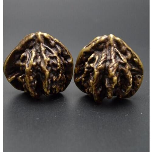 Poignée en cuivre pur en noyer massif | Corps en noyer, boule à main, Collection d'artisanat, cadeau