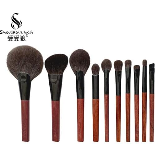 Shoushoulang Professional Handmade Make Up Brushes Set Face Powder Eye Shadow Brush Soft Goat Squirrel Hair Makeup Brush Kit
