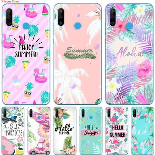 Hot Hello Summer Silicone Cover For Huawei P40 P30 P20 P10 P9 P8 Pro Plus Lite E Mini 2019 2017 Phone Case