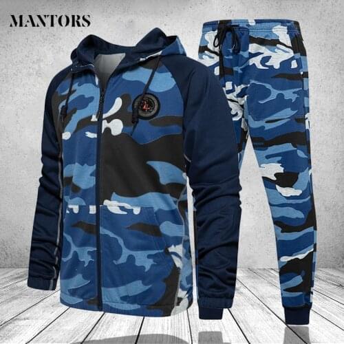 Tracksuit Men Camouflage Autumn Long Sleeve Casual Sweatshirt Jackets Mens Sweatsuit 2 PCS Sweatpant Male Set Moleton Masculino