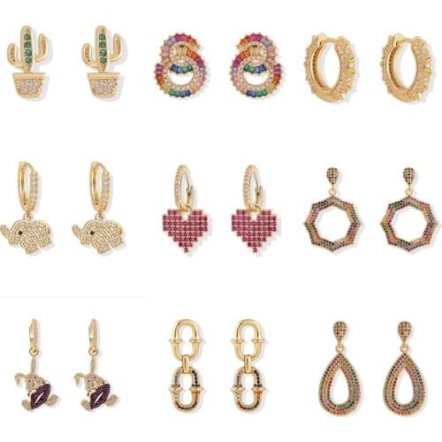 Rhinestone Crystal Geometric Drop Earring Women Elegant Heart C-Shape Imitation Pearl Round Hoop Earring Wedding Jewelry Gifts