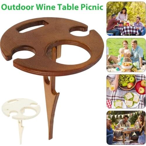 Wine Table Outdoor Foldable Wine Glass Holder Inch Wooden Rack Round Wine Rack Cheese Board Food Holder Cheese Board