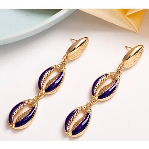 YDGY Metal Shell Coloured Oil Dropping Ladys Earrings Surfing Ear Nails