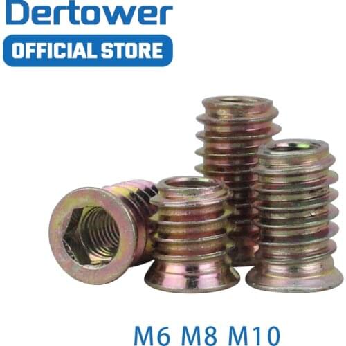 10pcs/20pcs M6 M8 M10 Zinc Alloy Iron Inside Carbon Steel Hex Socket Drive Insert Nuts Threaded For Wood Furniture Nuts